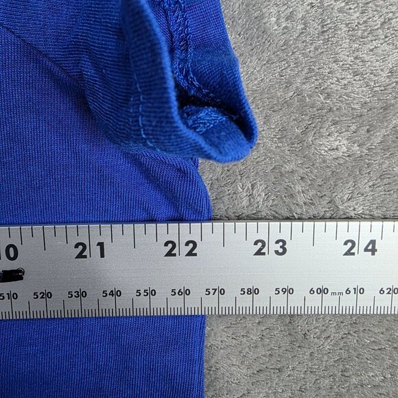 Womens Chico's Blue Knit Blouse Short Sleeve Round Neck Cotton Blend Size 3 - Picture 6 of 9